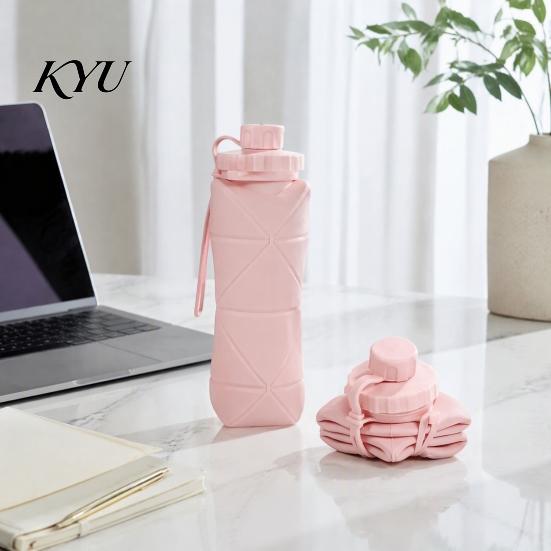 Space Saving Bottle for Outdoors 600ml Portable Foldable Water Bottle, Food Grade Silicone Telescopic Durable Collapsible Cup Trips Lightweight