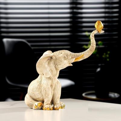Elephant Statue with Bird Sitting On Trunk Showpiece for Home Decor (18X10X22 Cm)