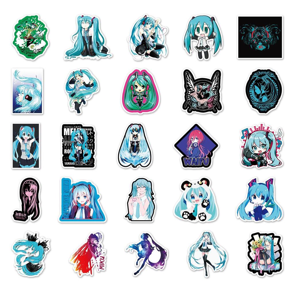 50 Hatsune Miku Graffiti Stickers for Suitcase, Laptop, Car, and Skateboard Decoration