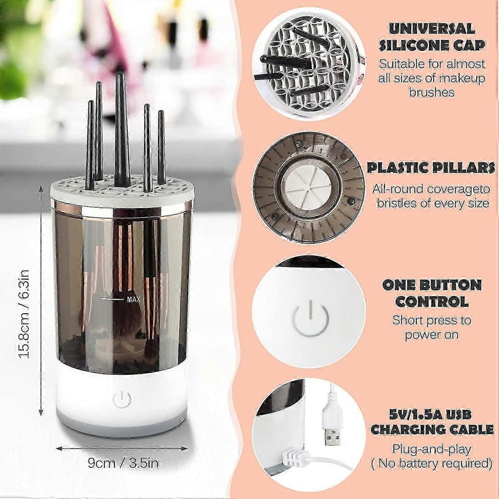 Electric Makeup Brush Cleaner, Makeup Brush Cleaner Machine With Brush Clean Mat, Automatic Cosmetic Brush Cleaner Tools