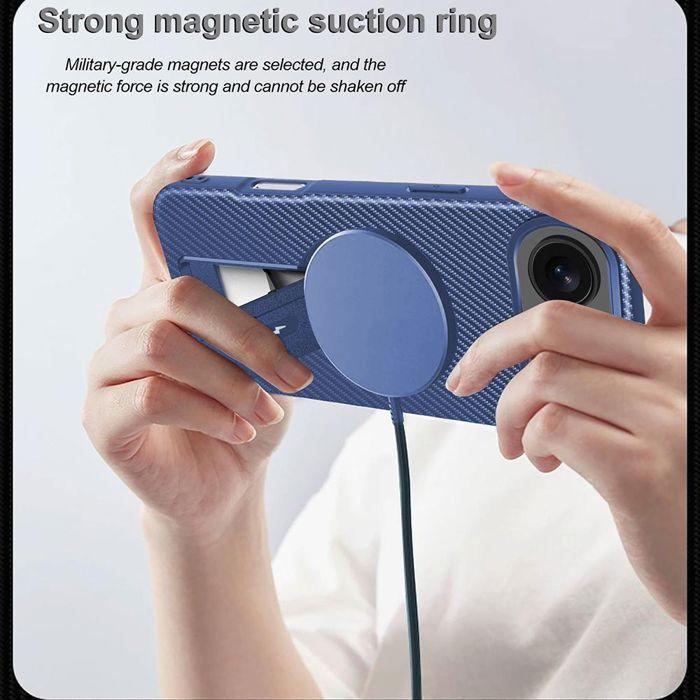 Coque de Protection - BOOLING - pour iPhone Air - Silicone avec Cercle Magnétique et Support - Bleu