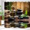 Zen Spa Shower Curtain Basalt Stones Herbal Oil Scent Candles Bamboo And Water Reflection Relaxing Meditation Home Dcor Waterpr