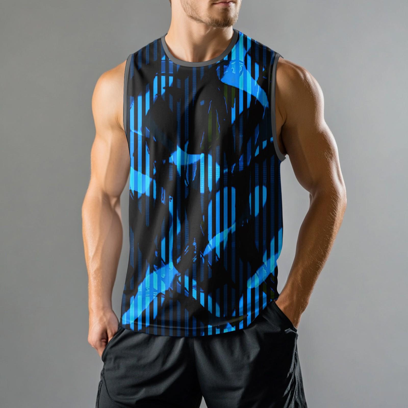 

Мужская мода принтованный спортивный повседневный жилет без рукавов S