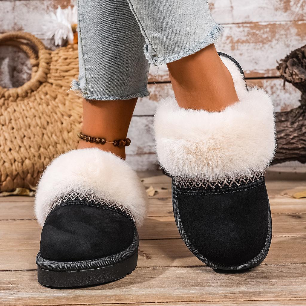 Women Slippers 2025 New Comfort Fur Platform Slippers Winter Warm Cotton Shoes Woman Fluffy House Slippers Slides Women