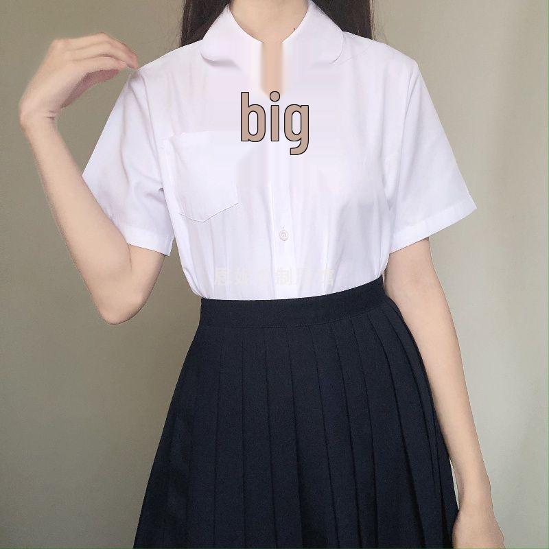 Japanese JK Uniform Shirt: Pointed & Round Collar, Short Sleeve Student Blouse