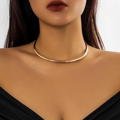 New Fashion Punk Smooth Metal Round Torques Choker Necklace for Women Simple Gold Color Collar Necklace Party Jewelry Gift