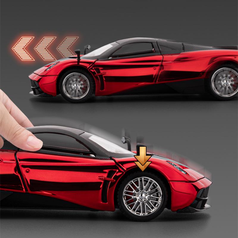 1/24 Pagani Huayra Dinastia Legierung Galvanik Sportwagenmodell Metall Rennwagen Fahrzeuge Modell Sound und Licht Kinderspielzeug Geschenk