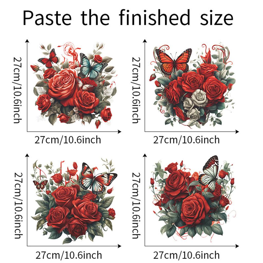Rose Butterfly Toilet Sticker Self Adhesive Bathroom Wall Sticker Flower Decals For Home Bathroom Decoration