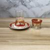 Ensemble de Tasses à Thé Turques avec Soucoupes Tasse à Café Romantique Exotique Verre Tasse à Thé Bleu Or Décoration de Cuisine Boire 3pcs