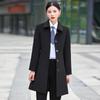 Women's Black Wool Blend Mid-Length Coat