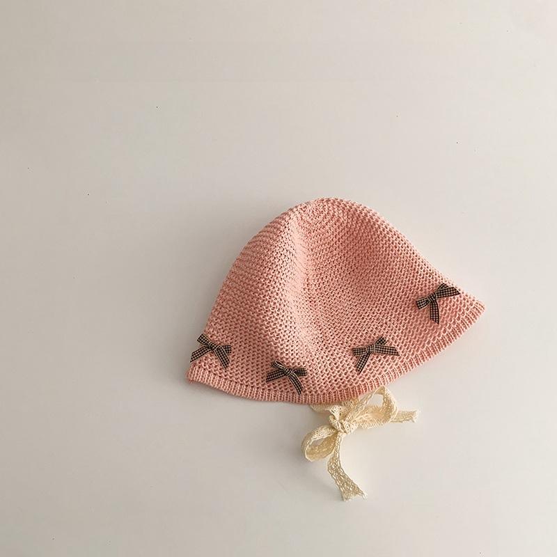 Girls Summer Straw Sun Hat with Bowknot Breathable Fisherman Beach Cap for Kids Baby UV Protection Outdoor Shade