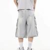 2025 Amerikanische Retro Unisex Weitbeinige Washed Denim Cargo Shorts mit Mehreren Taschen