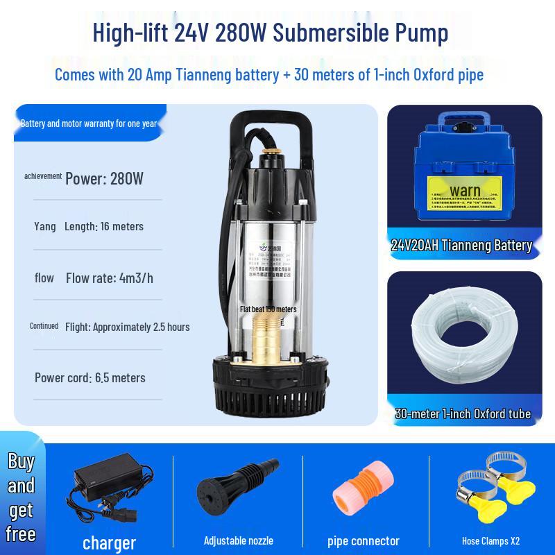 Rechargeable DC Electric High-Power Submersible Water Pump for Outdoor Agriculture and Vegetable Irrigation