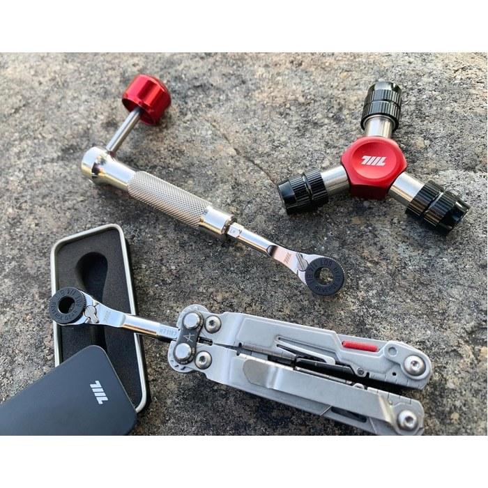 [KTC] 711L 1/4 Inch EDC Ratchet Wrench, Hex End, Geared Thumb Wheel, Compatible with Multi-Tools #71187 (Smooth Gear), Polished Finish