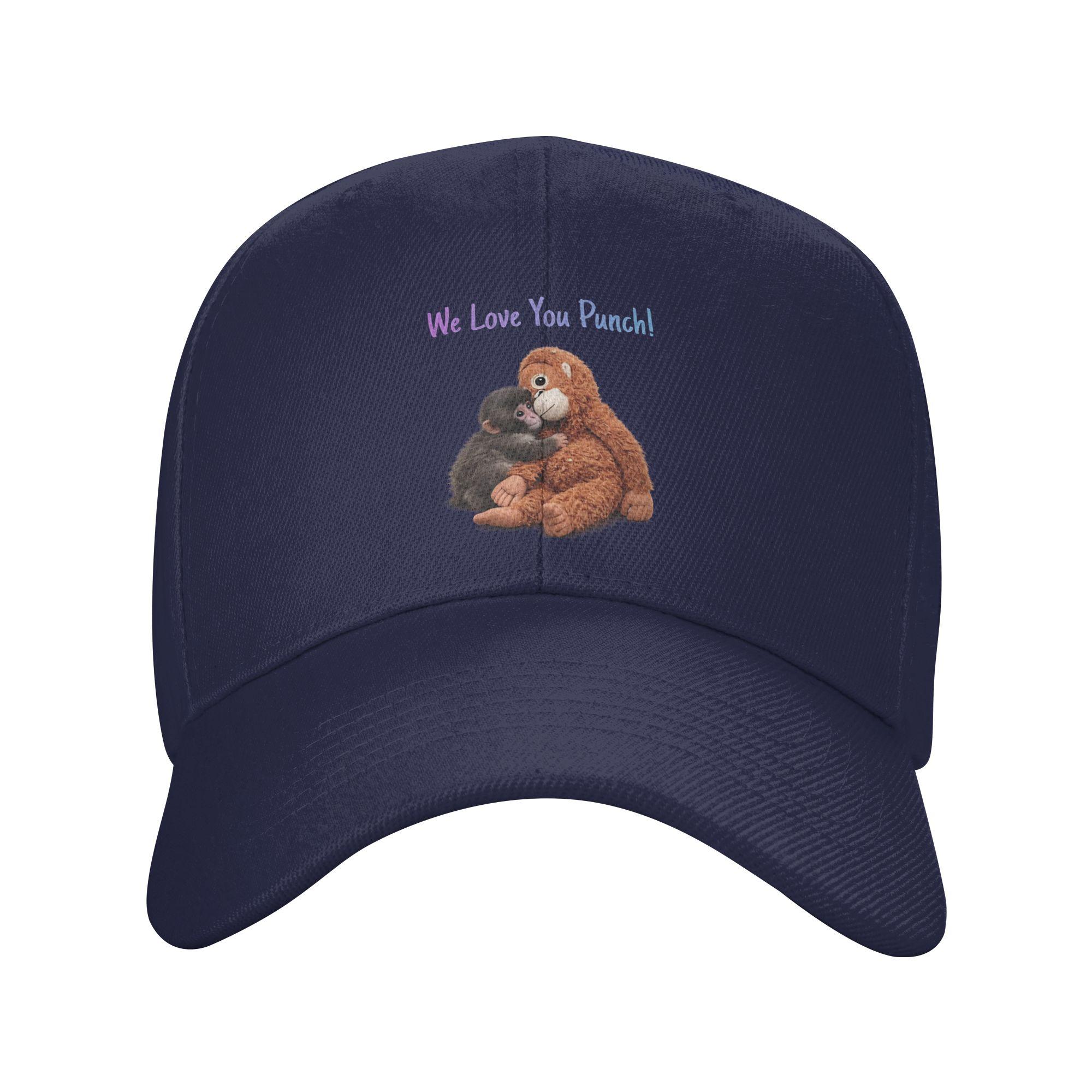 

Punch Baby Monkey Hugging Orangutan Plushie Viral Cute Monkey Baseball Cap Tennis Skate Sun Trucker Hat Unisex Snapback Cap One Size