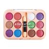 Asha Ruya Shimmering 12-Color Eyeshadow Palette - Student Stage Makeup, Pearlescent Glitter, Blue/Green/Purple.