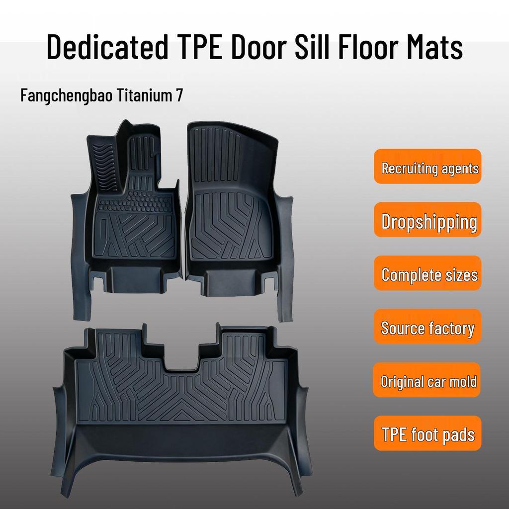 BYD Leopard Titanium Seven TPE Odorless Floor Mats with Door Sill Protection, Double Layer Wear-Resistant