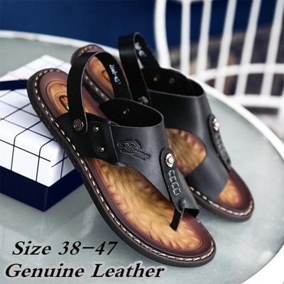Vendita Calda Sandali da Uomo Vera Pelle Scarpe Estive Ciabatte per il Tempo Libero Infradito Calzature Comode Calzature Taglia Grande 47