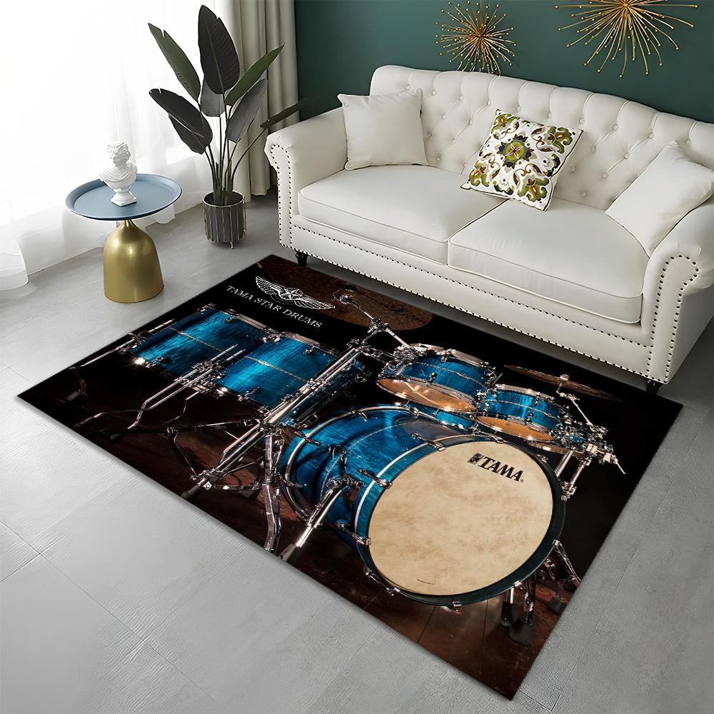 Music Instruments Drum Kit  Drum Set Carpet Rug for Home Living Room Bedroom Sofa Doormat Decor,kids Area Rug Non-slip Floor Mat