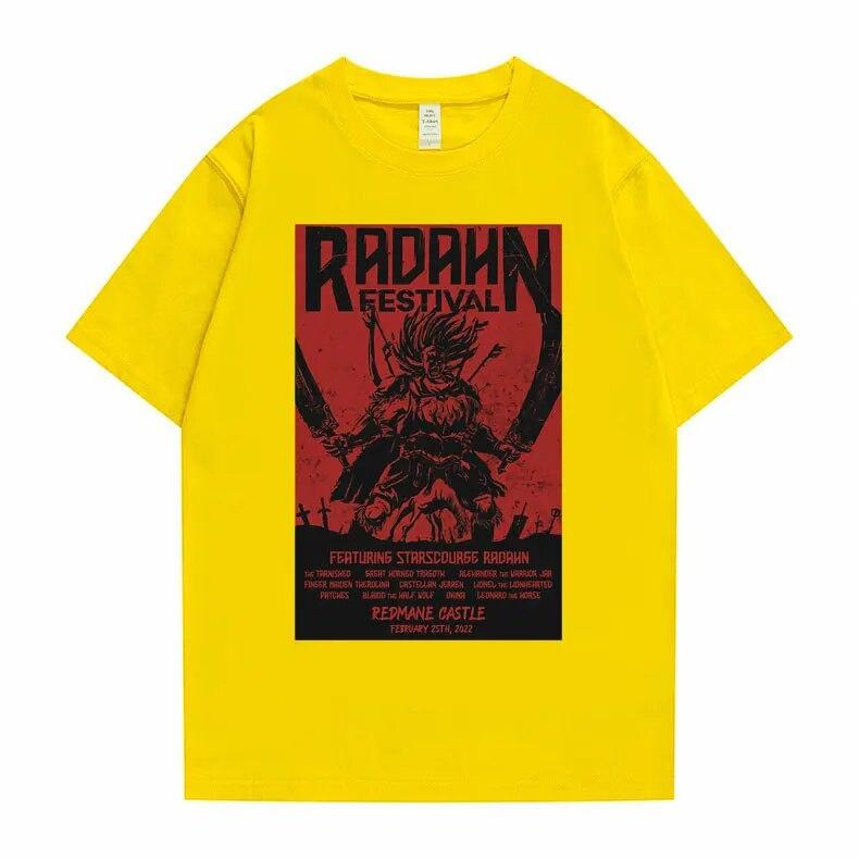Radahn Festival Grafikdruck T-Shirts Unisex Damen Anime Cartoon Stil T-Shirt Unisex Mode Übergroßes T-Shirt Vintage Streetwear