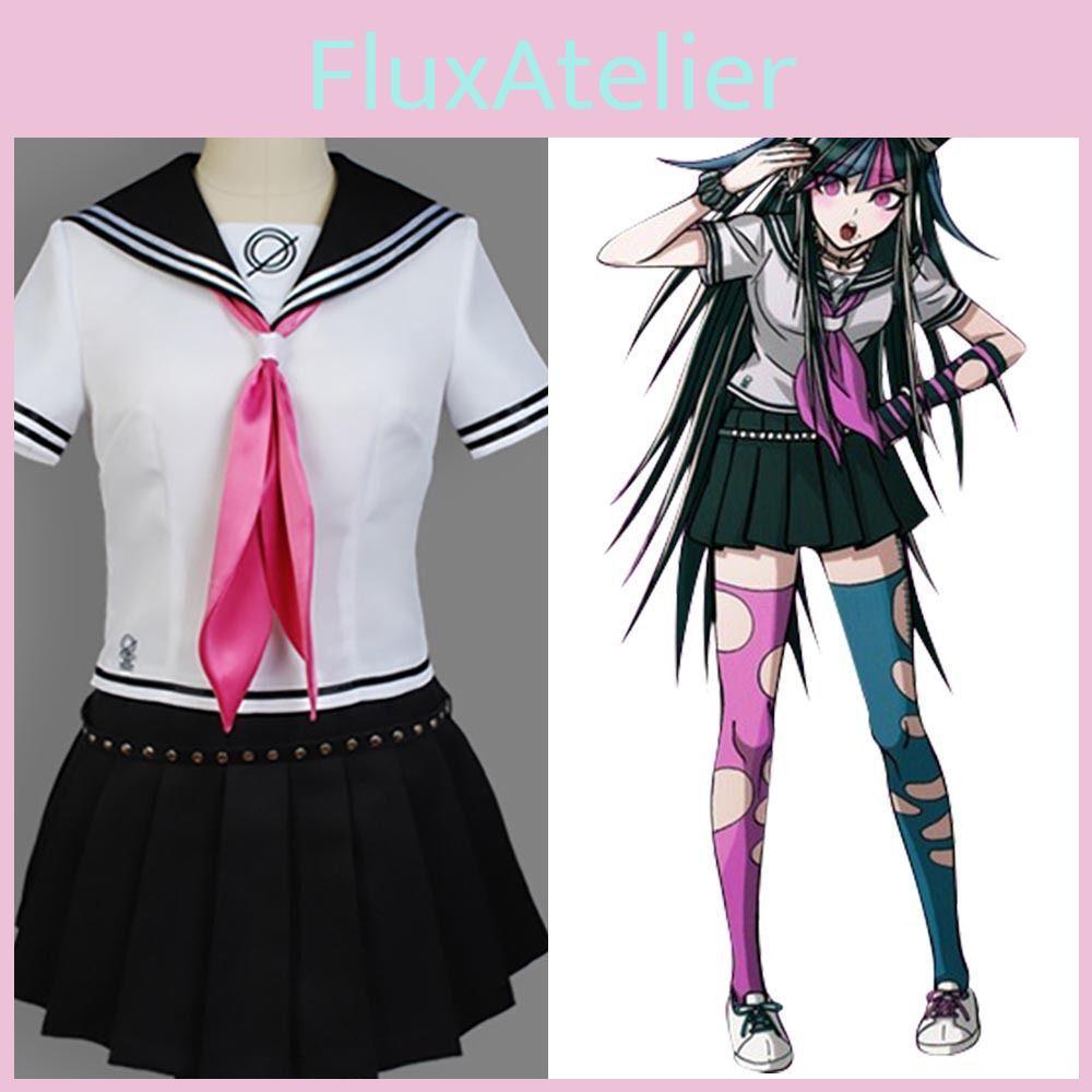 Fashionable Danganronpa Ibuki Mioda Cosplay Costume Suit With Vibrant Black And White Design