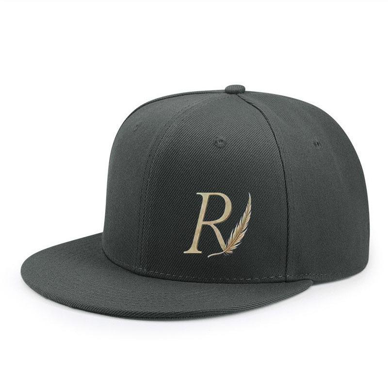 Flat-brimmed Hip-hop Baseball Cap Printed with Letter R Pattern Adjustable Outdoor Street Sports Hat