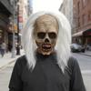 Mască de Halloween Horror Zombie cu Păr Alb Latex Cască Costum
