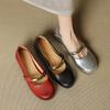 Krazing Pot Full Grain Leather Round Toe Size 40 Thick Low Heels Fashion Metal Decoration Autumn Pumps