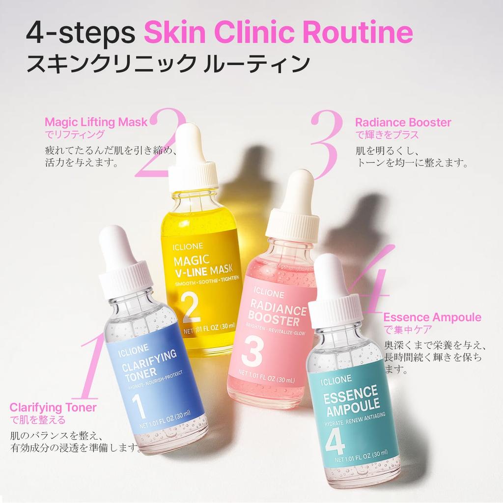 ICLIONE Essence Ampoule SKIN CLINIC Step 4 Highly Moisturizing Serum with Hyaluronic Fermented and Panthenol for Skin Barrier Improved and Intensive