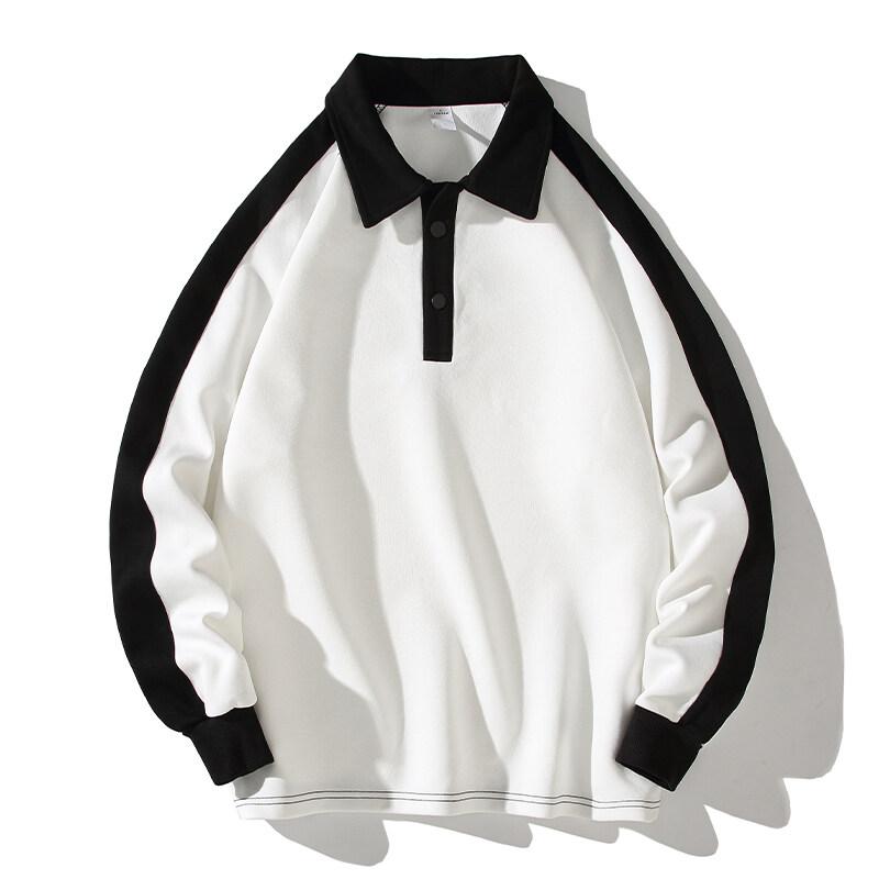 Spring Autumn Fashion Loose Sweatshirts Men Turn Down Collar Long Sleeve Patchwork Fashion Hoodie Mens Cotton Casual Streetwear