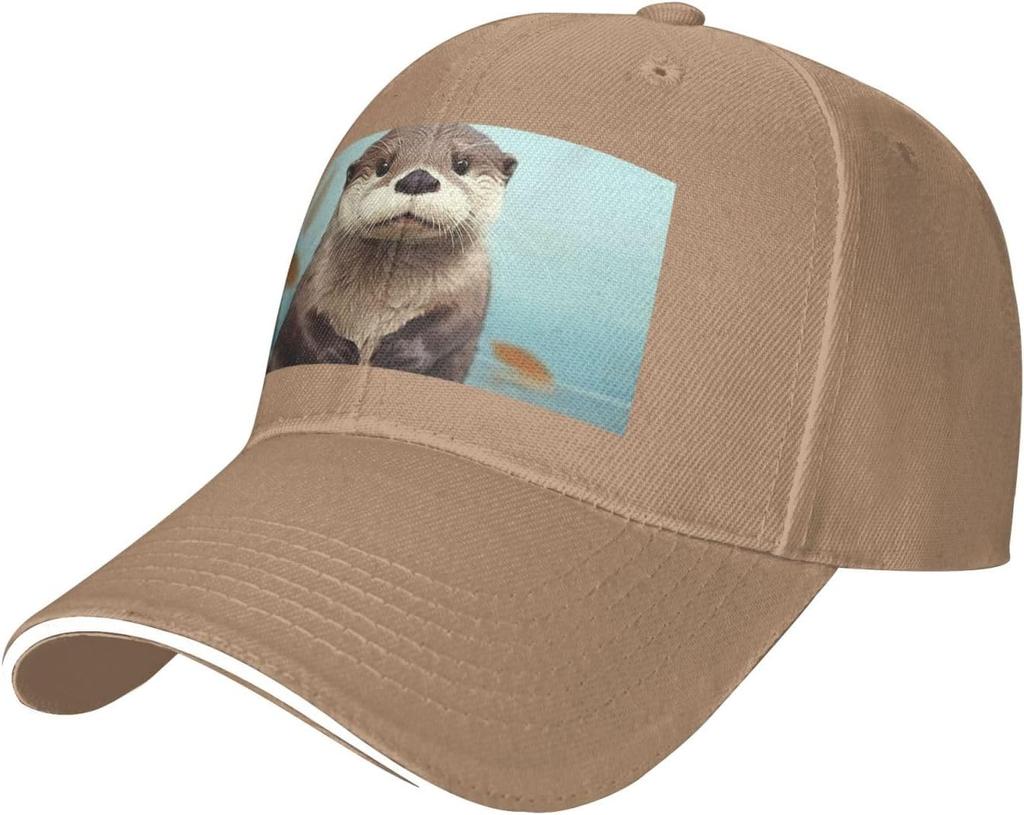 Cute Otter Animal Print Baseball Cap Polyester Adjustable Casual Summer Baseball Hat for Adults
