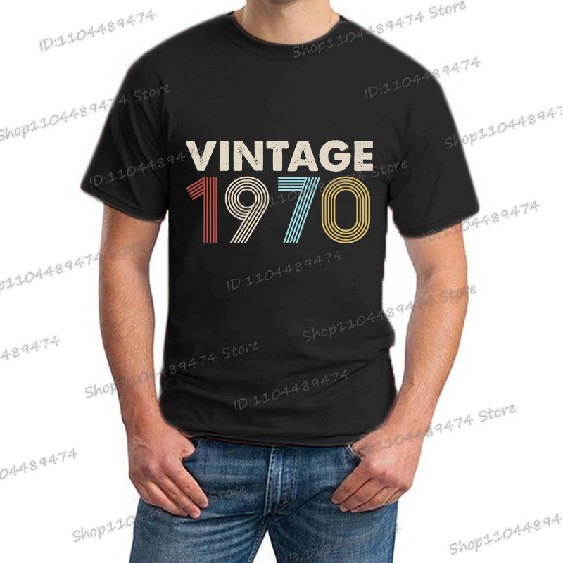 Men's Short Sleeved T-shirt Vintage 1975 Print Birthday Years 1970 To 1979 Design Streetwear 50th Birthday Homme Camiseta