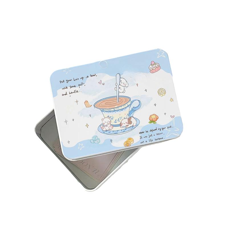 Cartoon Iron Storage Box Kpop Pocards Desktop Storage Small Card Stickers Tapes Storage Box Stationery Office Supplies
