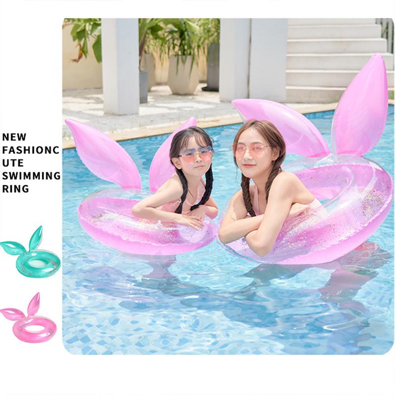 Xiaolu Thickened Glitter Rabbit Ear Inflatable Swim Ring For Children Pvc Underarm Ring Suitable For Swimming And Water Sports