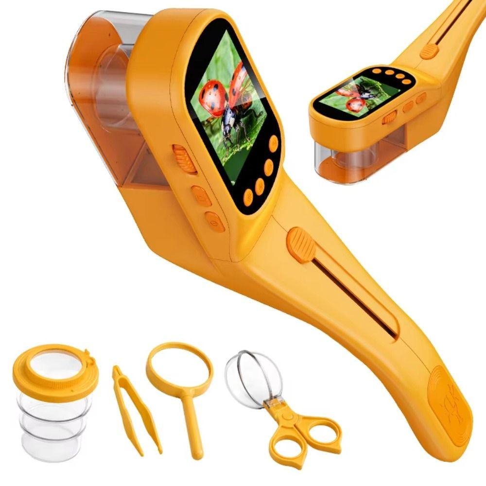 8 LED Fill Light Kids Microscope 2.4Inch Screen Pocket Microscope Electron Scope Insect Catching