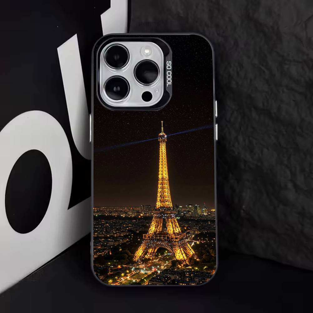 Paris Eiffel Tower For iPhone 17,16,15,14,13,12,11,Pro,Max,Plus,E,Air,Mini Anti Fall Black Matte Hard Bumper Phone Case iPhone13