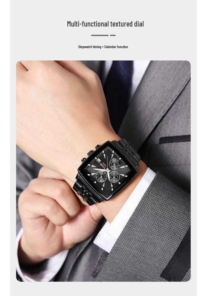 Shike Mei Men's Multifunctional Chronograph Watch - Waterproof, Luminous, Calendar, Steel Strap.