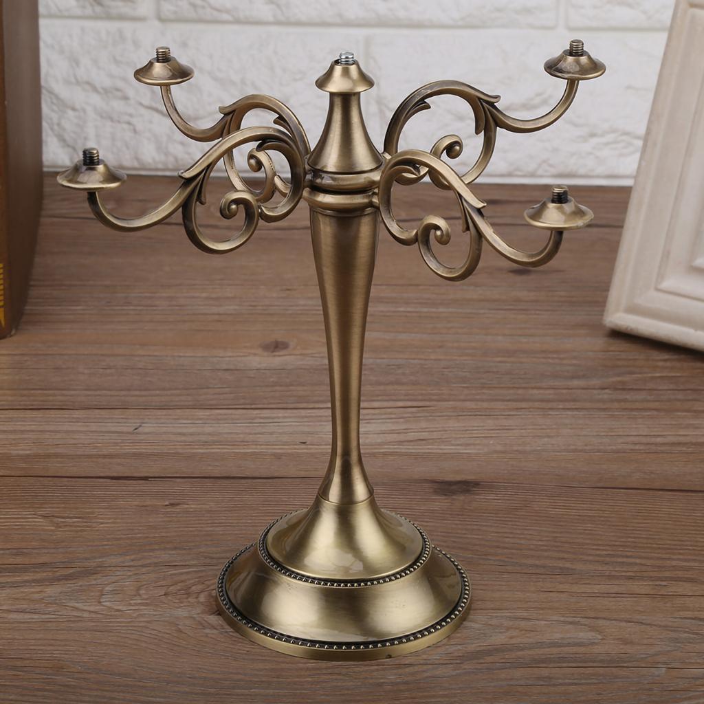 5 Arms Alloy Candle Holder European   Candelabra Wedding Candlestick Home Decor Silver