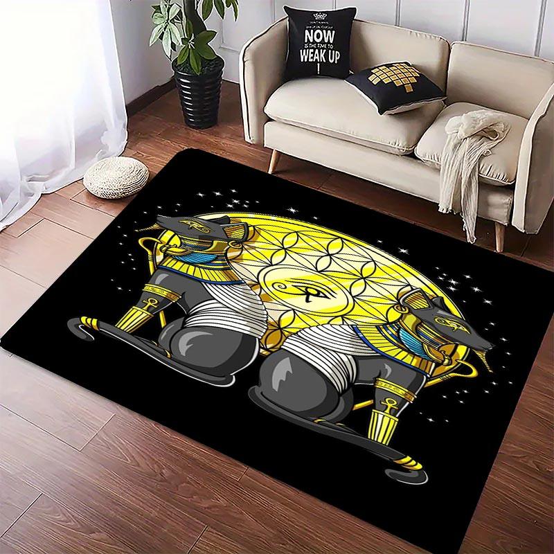 Ancient Egypt Egyptian God Egyptian Cat Anubis Carpet for Living Room Bedroom Sofa Doormat Floor Tapete Anti-slip Decor Alfombra