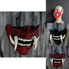 Devil Warrior Hannya Half Face Latex Mask Halloween Costume Prop Fear-inducing Cosplay Prop