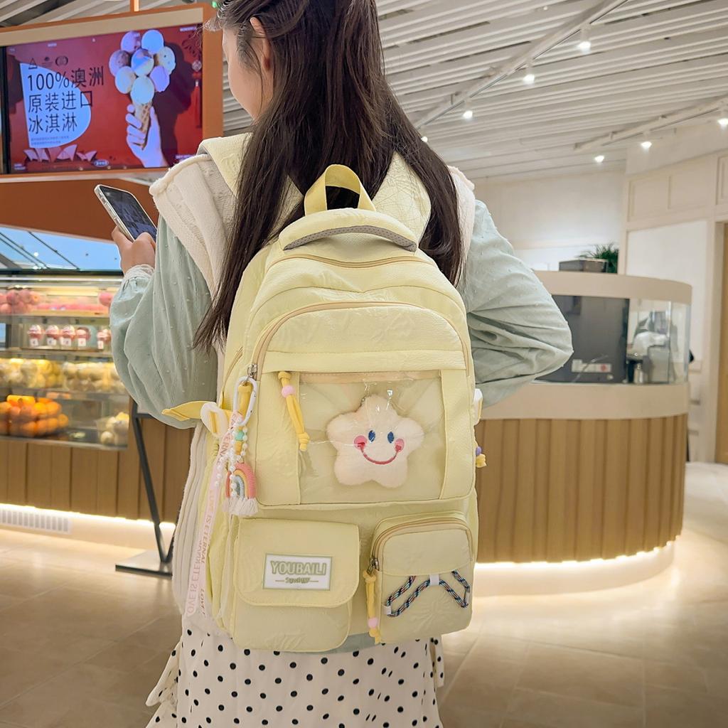 Schoolbag waxy jiji primary school students cute transparent backpack girls two-dimensional color large-capacity pain bag baby bag
