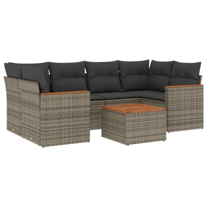 VidaXL Garden Lounge Set with Cushions 7 Pcs, Patio Sofas, Patio Furniture Set, Outdoor Furniture, Grey 3225801