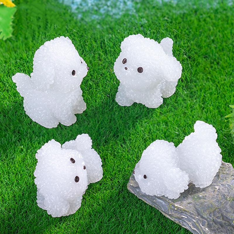 8PCS Cute Desk & Car Collectible Figurines Ornament Accessories Micro Landscape Luminous Puppy Glow in the Dark Home Decor 3x2.7cm