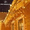 3.5M 96LED Solar Curtain Icicle Light Outdoor Eaves Decor String Lights Garden Party Yard Christmas Decoration Holiday Garlands