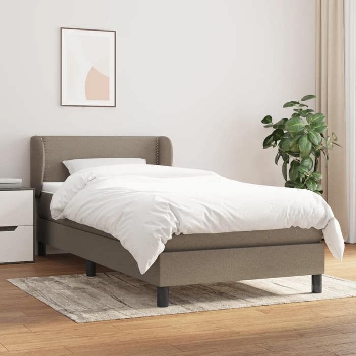 3126129 vidaXL Lit à sommier tapissier avec matelas Taupe 90x190 cm Tissu