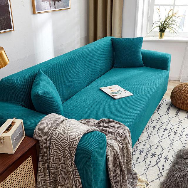

Чехол для дивана, полностью завернутый, однотонный, эластичный, диванная подушка, толстый кукурузный флис, универсальная угловая подушка для четырех сезонов для гостиной Pillowcase45x45cm зелёный