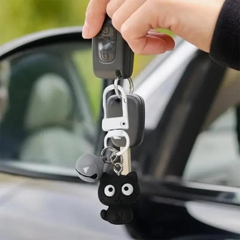 1pc/2pcs Cute Black White Cat Keychain Funny Creative Versatile Pendant Backpack Hangings Key Ring Accessories Jewelry Gifts