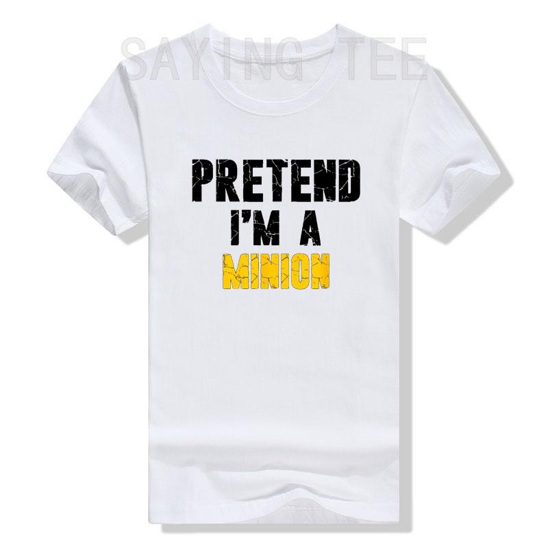 Pretend I'm A Minion Hassle-Free Holiday Costume T-Shirt Funny Letters Printed Sayings Graphic Tee Tops Halloween Outfits Gifts