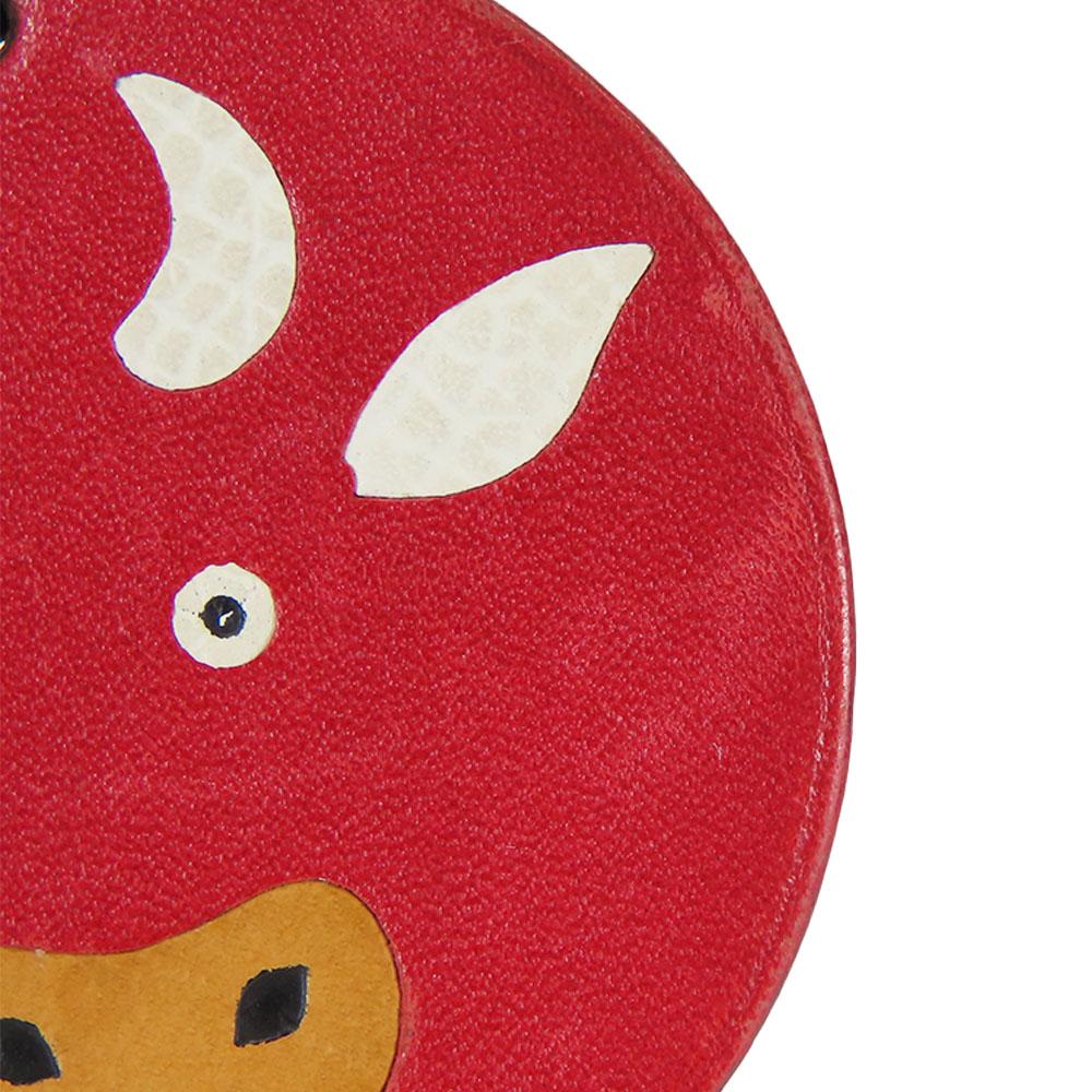 Used HERMES Bag Charm Animal Cow leather/Silver925 Red Accessory