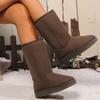 Fashion Women's Faux Suede Winter Warm Mid-Calf Boots Plus Size Thicken Plush Snow Boots Woman Thick Sole Non Slip Platform Casual Shoes